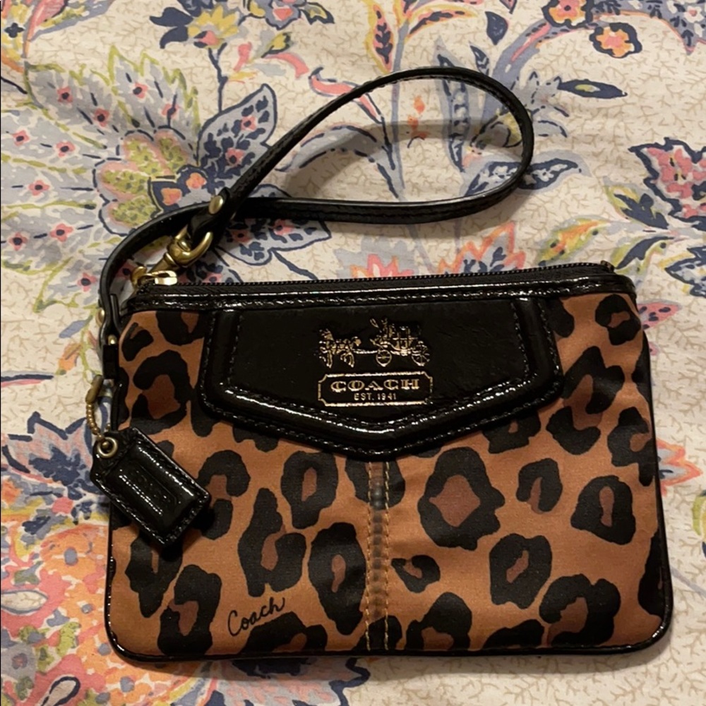 Coach ocelot wristlet